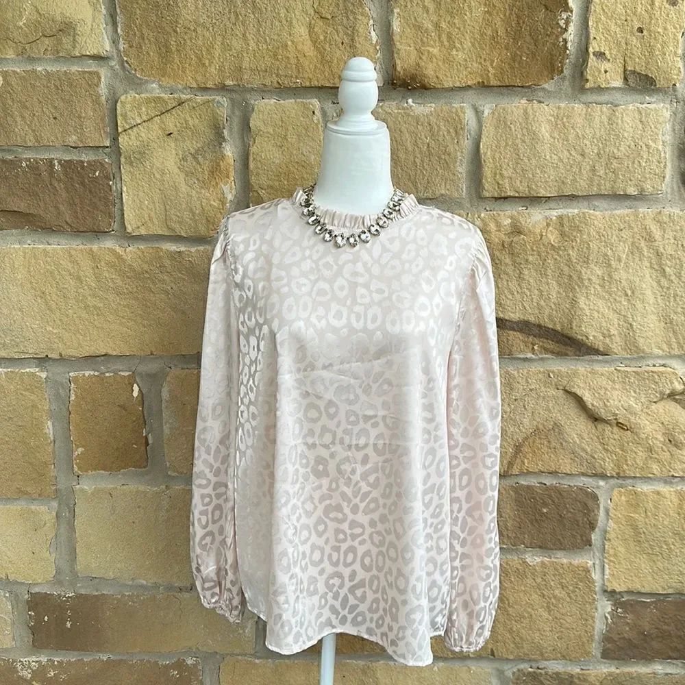Ivory Leopard Print Blouse, NWOT